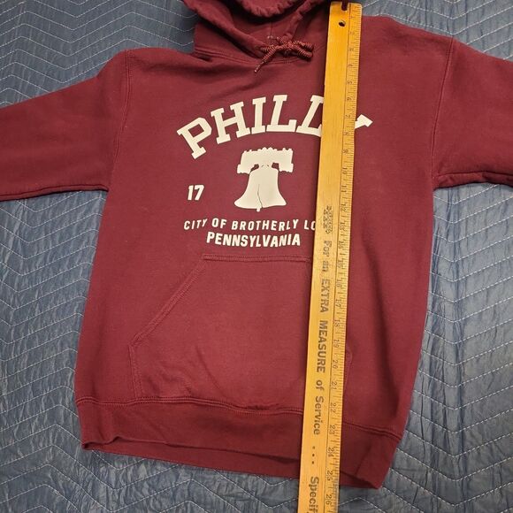 Philly Hoodie Sweatshirt Adult Small City of Brotherly Love Gildan Boho Grunge - Picture 5 of 5